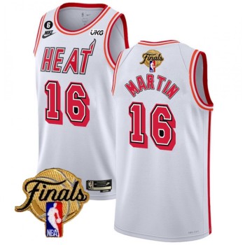 Men's Miami Heat #16 Caleb Martin White 2023 Finals Classic Edition With NO.6 Patch Stitched Basketball Jersey Men's Miami Heat #16 Caleb Martin White 2023 Finals Classic Edition With NO.6 Patch Stitched Basketball Jersey