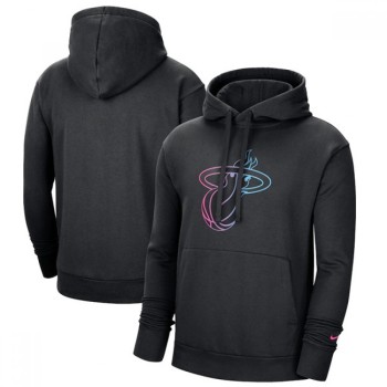 Men's Miami Heat 2021 Black City Edition Essential Logo Fleece Pullover Hoodie Men's Miami Heat 2021 Black City Edition Essential Logo Fleece Pullover Hoodie