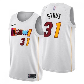 Men's Miami Heat #31 Max Strus 2022/23 White City Edition Stitched Jersey Men's Miami Heat #31 Max Strus 2022/23 White City Edition Stitched Jersey