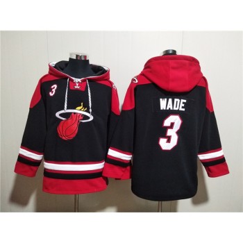 Men's Miami Heat #3 Dwyane Wade Black Ageless Must-Have Lace-Up Pullover Hoodie Men's Miami Heat #3 Dwyane Wade Black Ageless Must-Have Lace-Up Pullover Hoodie