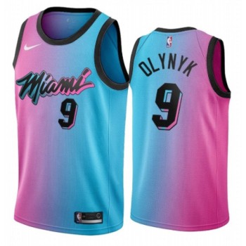 Men's Miami Heat #9 Kelly Olynyk 2020-21 Blue/Pink City Edition Stitched Jersey Men's Miami Heat #9 Kelly Olynyk 2020-21 Blue/Pink City Edition Stitched Jersey