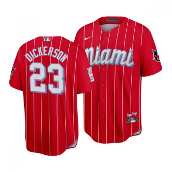 Men's Miami Marlins #23 Corey Dickerson 2021 Red City Connect Cool Base Stitched Jersey Men's Miami Marlins #23 Corey Dickerson 2021 Red City Connect Cool Base Stitched Jersey