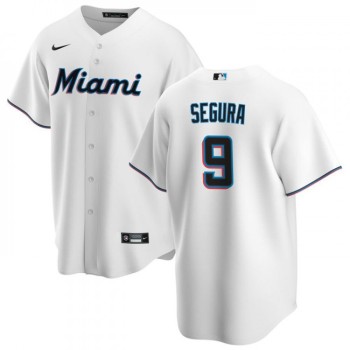 Men's Miami Marlins #9 Jean Segura White Cool Base Stitched Baseball Jersey Men's Miami Marlins #9 Jean Segura White Cool Base Stitched Baseball Jersey
