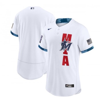 Men's Miami Marlins Blank 2021 White All-Star Flex Base Stitched MLB Jersey Men's Miami Marlins Blank 2021 White All-Star Flex Base Stitched MLB Jersey