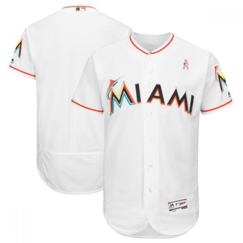 Men's Miami Marlins White 2018 Mother's Day Flexbase Stitched MLB Jersey
