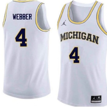 Men's Michigan Wolverines #4 Chris Webber White Stitched Basketball Jersey Men's Michigan Wolverines #4 Chris Webber White Stitched Basketball Jersey