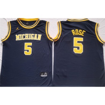 Men's Michigan Wolverines #5 Jalen Rose Navy Stitched Jersey Men's Michigan Wolverines #5 Jalen Rose Navy Stitched Jersey
