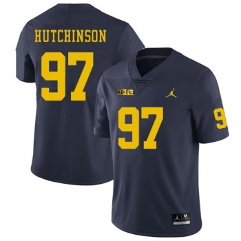 Men's Michigan Wolverines #97 Aidan Hutchinson Navy Stitched Football Jersey Men's Michigan Wolverines #97 Aidan Hutchinson Navy Stitched Football Jersey
