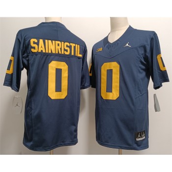 Men's Michigan Wolverines #0 Mike Sainristil 2023 F.U.S.E. Navy Stitched Jersey