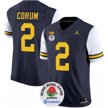 Men's Michigan Wolverines #2 Blake Corum 2023 F.U.S.E. Navy/White Rose Bowl Patch Stitched Jersey Men's Michigan Wolverines #2 Blake Corum 2023 F.U.S.E. Navy/White Rose Bowl Patch Stitched Jersey