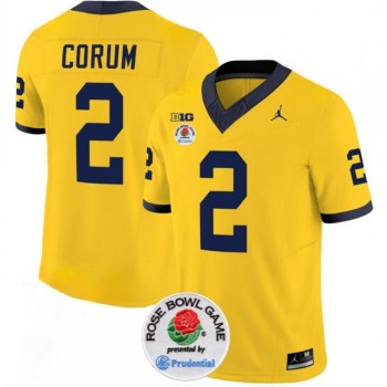 Men's Michigan Wolverines #2 Blake Corum 2023 F.U.S.E. Yellow Rose Bowl Patch Stitched Jersey Men's Michigan Wolverines #2 Blake Corum 2023 F.U.S.E. Yellow Rose Bowl Patch Stitched Jersey