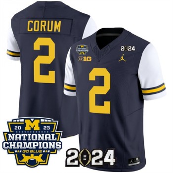 Men's Michigan Wolverines #2 Blake Corum Navy/White 2024 F.U.S.E. With 2023 National Champions Patch Stitched Jersey Men's Michigan Wolverines #2 Blake Corum Navy/White 2024 F.U.S.E. With 2023 National Champions Patch Stitched Jersey