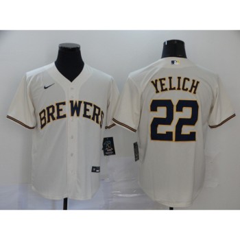Men's Milwaukee Brewers #22 Christian Yelich White Cool Base Stitched MLB Jersey Men's Milwaukee Brewers #22 Christian Yelich White Cool Base Stitched MLB Jersey
