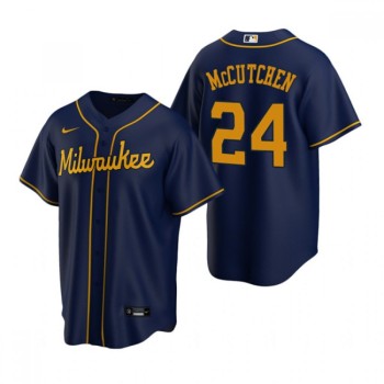 Men's Milwaukee Brewers #24 Andrew McCutchen Navy Cool Base Stitched Jersey Men's Milwaukee Brewers #24 Andrew McCutchen Navy Cool Base Stitched Jersey
