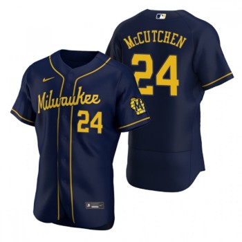 Men's Milwaukee Brewers #24 Andrew McCutchen Navy Flex Base Stitched MLB Jersey Men's Milwaukee Brewers #24 Andrew McCutchen Navy Flex Base Stitched MLB Jersey