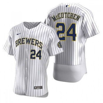 Men's Milwaukee Brewers #24 Andrew McCutchen White Flex Base Stitched MLB Jersey Men's Milwaukee Brewers #24 Andrew McCutchen White Flex Base Stitched MLB Jersey