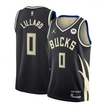 Men's Milwaukee Bucks #0 Damian Lillard Black Statement Edition Stitched Basketball Jersey Men's Milwaukee Bucks #0 Damian Lillard Black Statement Edition Stitched Basketball Jersey