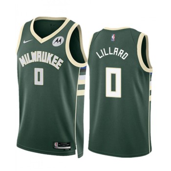 Men's Milwaukee Bucks #0 Damian Lillard Green Icon Edition Stitched Basketball Jersey Men's Milwaukee Bucks #0 Damian Lillard Green Icon Edition Stitched Basketball Jersey