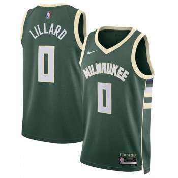 Men's Milwaukee Bucks #0 Damian Lillard Green Icon Edition Stitched Basketball Jersey Men's Milwaukee Bucks #0 Damian Lillard Green Icon Edition Stitched Basketball Jersey