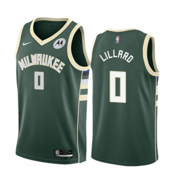 Men's Milwaukee Bucks #0 Damian Lillard Green Icon Edition Stitched Basketball Jersey Men's Milwaukee Bucks #0 Damian Lillard Green Icon Edition Stitched Basketball Jersey