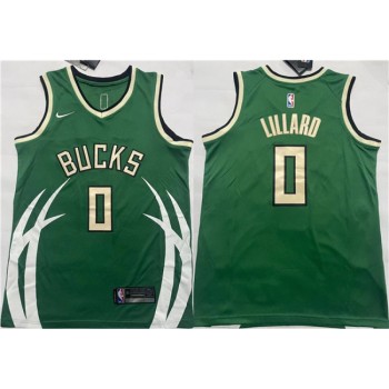 Men's Milwaukee Bucks #0 Damian Lillard Green Icon Edition Stitched Basketball Jersey Men's Milwaukee Bucks #0 Damian Lillard Green Icon Edition Stitched Basketball Jersey