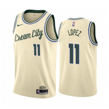 Men's Milwaukee Bucks #11 Brook Lopez Cream City Stitched NBA Jersey Men's Milwaukee Bucks #11 Brook Lopez Cream City Stitched NBA Jersey