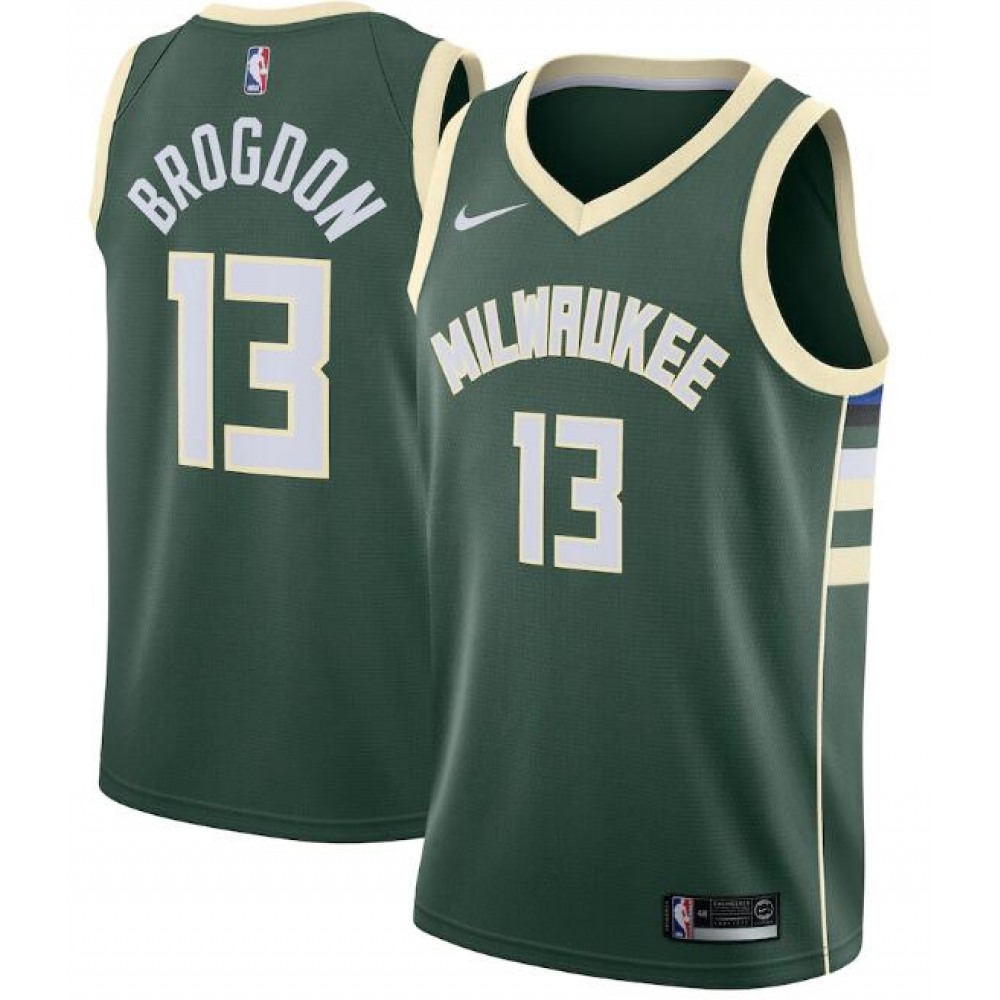 Men's Milwaukee Bucks #13 Malcolm Brogdon Green Icon Edition Stitched Swingman Jersey