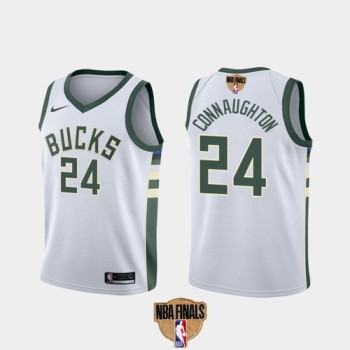 Men's Milwaukee Bucks #24 Pat Connaughton 2021 NBA Finals White Association Edition Stitched Jersey Men's Milwaukee Bucks #24 Pat Connaughton 2021 NBA Finals White Association Edition Stitched Jersey