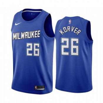 Men's Milwaukee Bucks #26 Kyle Korver Blue City Edition Stitched Jersey Men's Milwaukee Bucks #26 Kyle Korver Blue City Edition Stitched Jersey