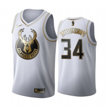 Men's Milwaukee Bucks #34 Giannis Antetokounmpo White 2019 Golden Edition Stitched NBA Jersey Men's Milwaukee Bucks #34 Giannis Antetokounmpo White 2019 Golden Edition Stitched NBA Jersey