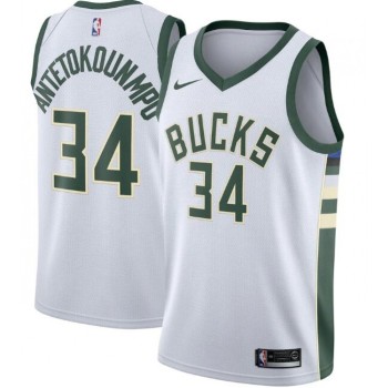 Men's Milwaukee Bucks #34 Giannis Antetokounmpo White Association Edition Stitched Swingman Jersey Men's Milwaukee Bucks #34 Giannis Antetokounmpo White Association Edition Stitched Swingman Jersey