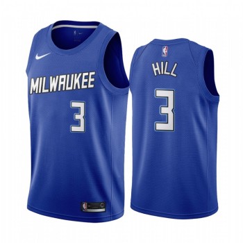 Men's Milwaukee Bucks #3 George Hill Blue City Edition Stitched Jersey Men's Milwaukee Bucks #3 George Hill Blue City Edition Stitched Jersey