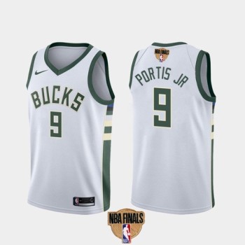 Men's Milwaukee Bucks #9 Bobby Portis JR 2021 NBA Finals White Association Edition Stitched Jersey Men's Milwaukee Bucks #9 Bobby Portis JR 2021 NBA Finals White Association Edition Stitched Jersey