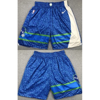 Men's Milwaukee Bucks Blue City Edition Shorts (Run Small) Men's Milwaukee Bucks Blue City Edition Shorts (Run Small)