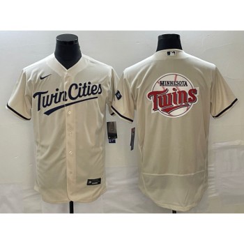 Men's Minnesota Twins Cream Team Big Logo Flex Base Stitched Jersey Men's Minnesota Twins Cream Team Big Logo Flex Base Stitched Jersey