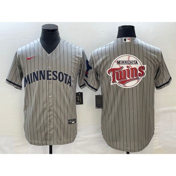 Men's Minnesota Twins Gray Team Big Logo Cool Base Stitched Jersey Men's Minnesota Twins Gray Team Big Logo Cool Base Stitched Jersey