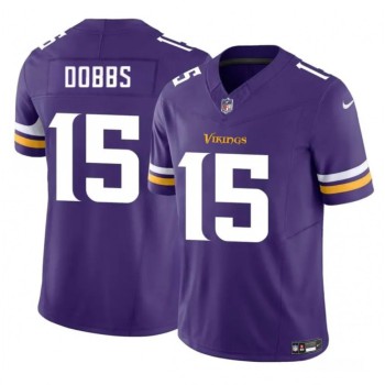 Men's Minnesota Vikings #15 Josh Dobbs Purple 2023 F.U.S.E. Vapor Untouchable Limited Stitched Jersey Men's Minnesota Vikings #15 Josh Dobbs Purple 2023 F.U.S.E. Vapor Untouchable Limited Stitched Jersey