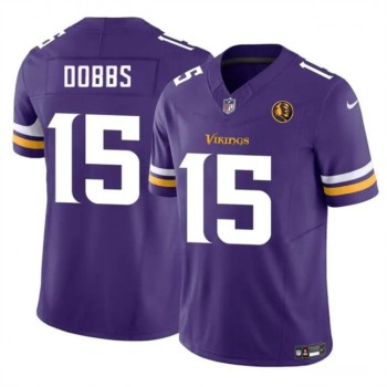 Men's Minnesota Vikings #15 Josh Dobbs Purple 2023 F.U.S.E. With John Madden Patch Vapor Limited Stitched Football Jersey Men's Minnesota Vikings #15 Josh Dobbs Purple 2023 F.U.S.E. With John Madden Patch Vapor Limited Stitched Football Jersey