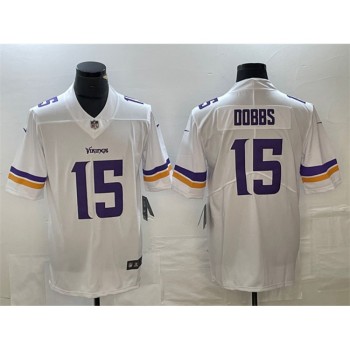 Men's Minnesota Vikings #15 Josh Dobbs White Vapor Untouchable Limited Stitched Jersey Men's Minnesota Vikings #15 Josh Dobbs White Vapor Untouchable Limited Stitched Jersey