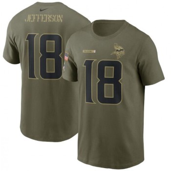 Men's Minnesota Vikings #18 Justin Jefferson 2021 Olive Salute To Service Legend Performance T-Shirt Men's Minnesota Vikings #18 Justin Jefferson 2021 Olive Salute To Service Legend Performance T-Shirt