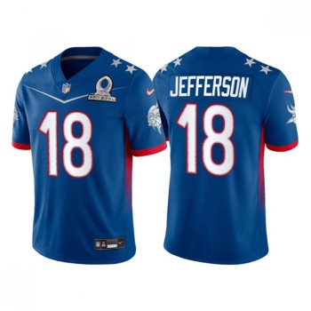 Men's Minnesota Vikings #18 Justin Jefferson 2022 Royal NFC Pro Bowl Stitched Jersey Men's Minnesota Vikings #18 Justin Jefferson 2022 Royal NFC Pro Bowl Stitched Jersey