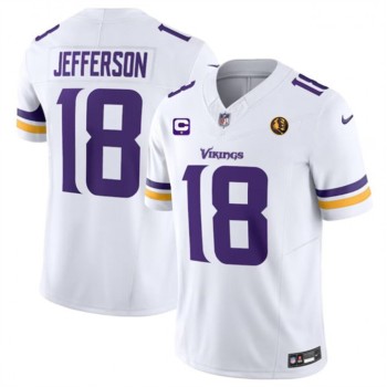 Men's Minnesota Vikings #18 Justin Jefferson White 2023 F.U.S.E. With 1-star C Patch And John Madden Patch Vapor Limited Stitched Football Jersey Men's Minnesota Vikings #18 Justin Jefferson White 2023 F.U.S.E. With 1-star C Patch And John Madden Patch Vapor Limited Stitched Football Jersey