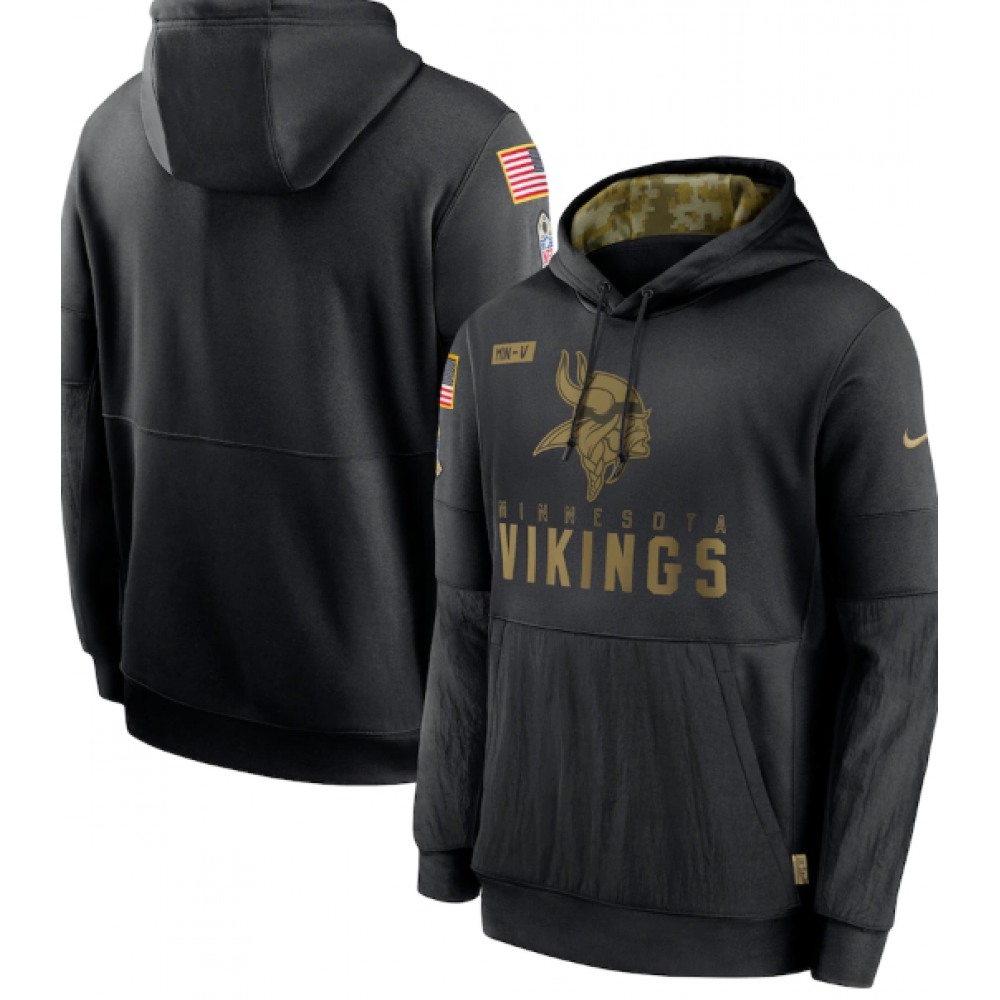 Men's Minnesota Vikings 2020 Black Salute to Service Sideline Performance Pullover Hoodie