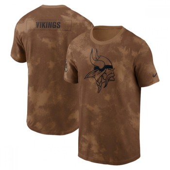 Men's Minnesota Vikings 2023 Brown Salute To Service Sideline T-Shirt Men's Minnesota Vikings 2023 Brown Salute To Service Sideline T-Shirt
