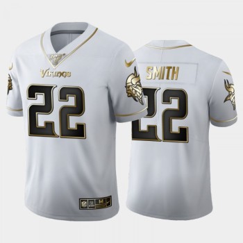 Men's Minnesota Vikings #22 Harrison Smith White 2019 100th Season Golden Edition Limited Stitched NFL Jersey Men's Minnesota Vikings #22 Harrison Smith White 2019 100th Season Golden Edition Limited Stitched NFL Jersey