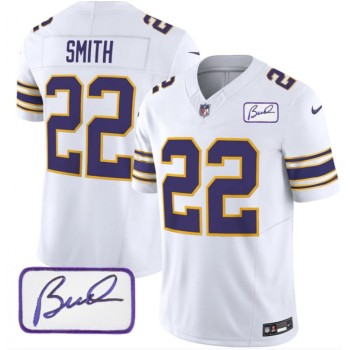 Men's Minnesota Vikings #22 Harrison Smith White 2023 F.U.S.E. Bud Grant patch Vapor Limited Stitched Jersey Men's Minnesota Vikings #22 Harrison Smith White 2023 F.U.S.E. Bud Grant patch Vapor Limited Stitched Jersey