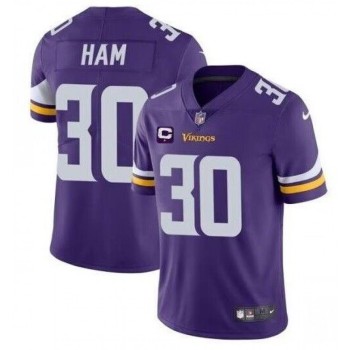 Men's Minnesota Vikings #30 C.J. Ham Purple With C Patch Vapor Untouchable Limited Stitched Jersey Men's Minnesota Vikings #30 C.J. Ham Purple With C Patch Vapor Untouchable Limited Stitched Jersey
