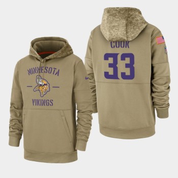 Men's Minnesota Vikings #33 Dalvin Cook Tan 2019 Salute to Service Sideline Therma Pullover Hoodie Men's Minnesota Vikings #33 Dalvin Cook Tan 2019 Salute to Service Sideline Therma Pullover Hoodie