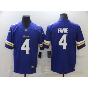 Men's Minnesota Vikings #4 Brett Favre Purple Vapor Untouchable Limited Stitched Jersey Men's Minnesota Vikings #4 Brett Favre Purple Vapor Untouchable Limited Stitched Jersey