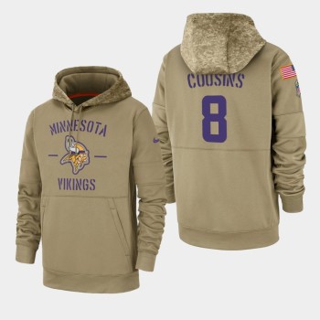 Men's Minnesota Vikings #8 Kirk Cousins Tan 2019 Salute to Service Sideline Therma Pullover Hoodie Men's Minnesota Vikings #8 Kirk Cousins Tan 2019 Salute to Service Sideline Therma Pullover Hoodie